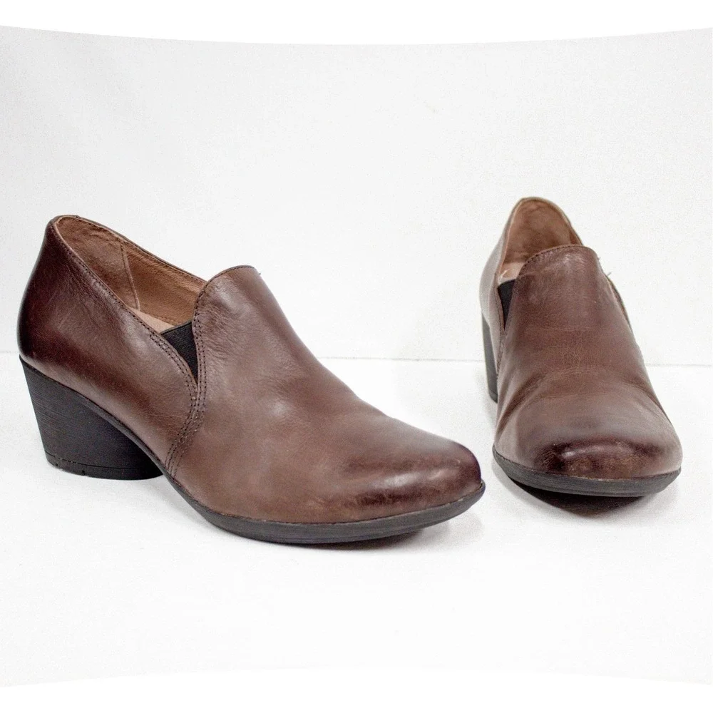 Dansko Robin Chocolate Burnished Leather Low Heel Slip-On Shoes